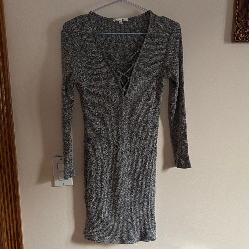 Better Be Charcoal Long Sleeve Dress